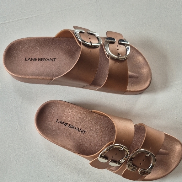 Lane Bryant Rose Gold Slip On Sandals - Picture 3 of 6